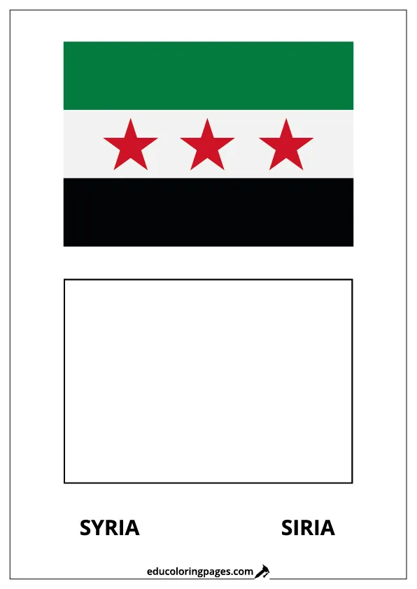 Syria Flag Coloring Page (Siria) – Bilingual