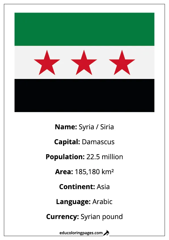 Syria Flag Country Facts Educational