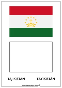 Tajikistan Flag Coloring Page (Tayikistán) – Bilingual
