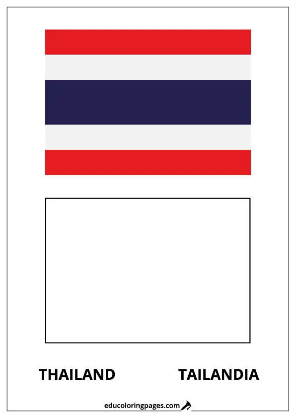 Thailand Flag Coloring Page (Tailandia) – Bilingual