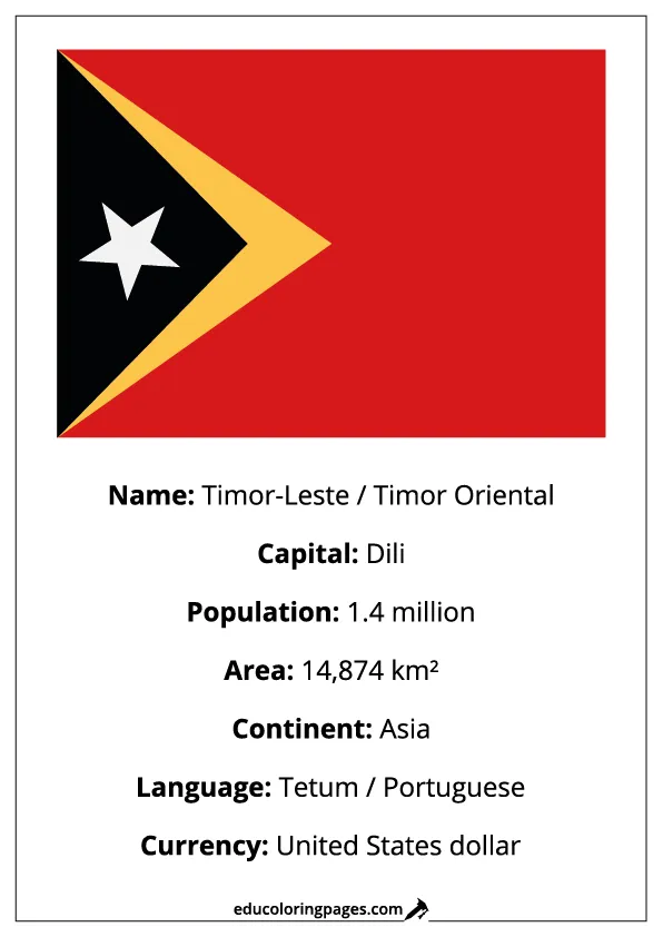Timor Flag Country Facts Educational