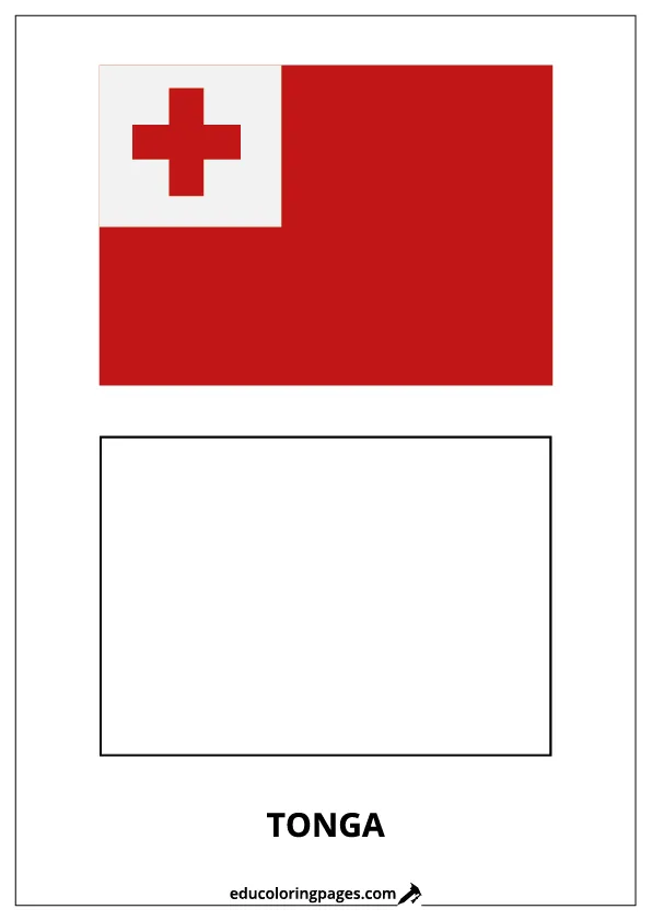 Tonga Flag Coloring Page (Tonga) – Bilingual