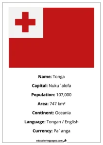 Tonga Flag Country Facts Educational