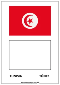 Tunisia Flag Coloring Page (Túnez) – Bilingual