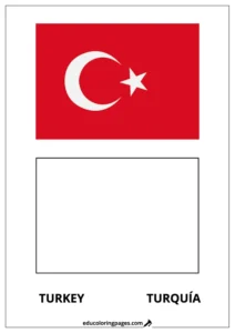 Turkey Flag Coloring Page (Turquía) – Bilingual