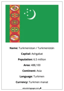 Turkmenistan Flag Country Facts Educational