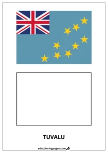 Tuvalu Flag Coloring Page (Tuvalu) – Bilingual