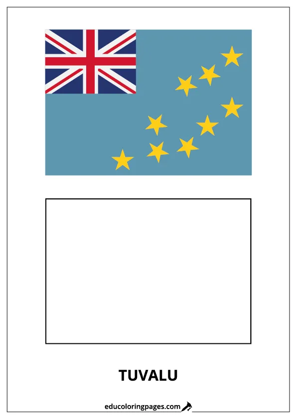 Tuvalu Flag Coloring Page (Tuvalu) – Bilingual