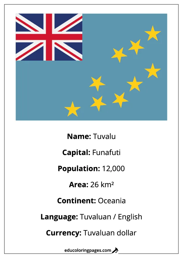 Tuvalu Flag Country Facts Educational