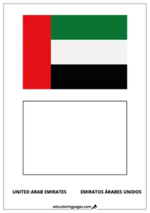 United Arab Emirates Flag Coloring Page (Emiratos Árabes Unidos) – Bilingual