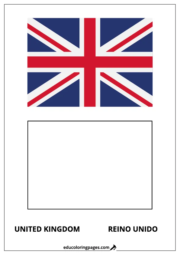 United Kingdom Flag Coloring Page (Reino Unido) – Bilingual