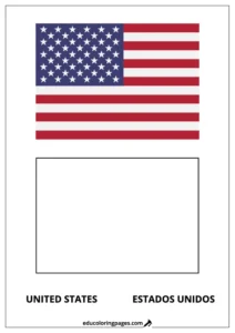 United States Flag Coloring Page (Estados Unidos) – Bilingual