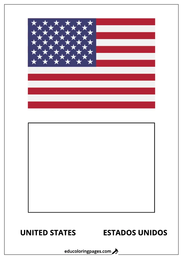United States Flag Coloring Page (Estados Unidos) – Bilingual