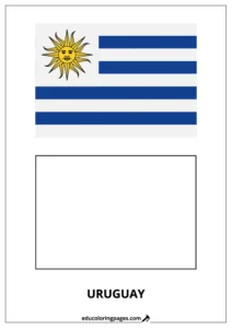 Uruguay Flag Coloring Page (Uruguay) – Bilingual
