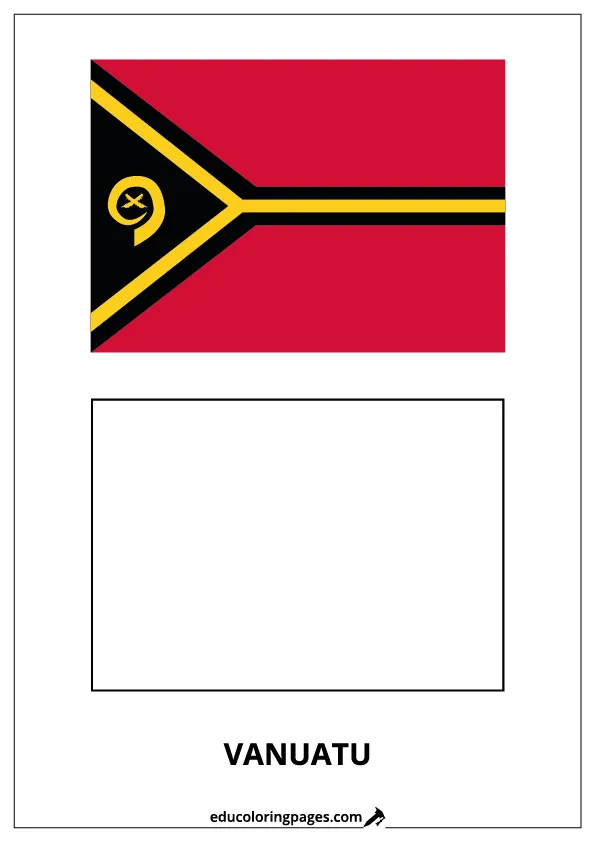 Vanuatu Flag Coloring Page (Vanuatu) – Bilingual