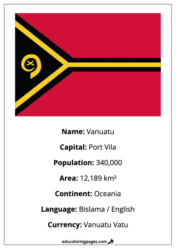 Vanuatu Flag Country Facts Educational