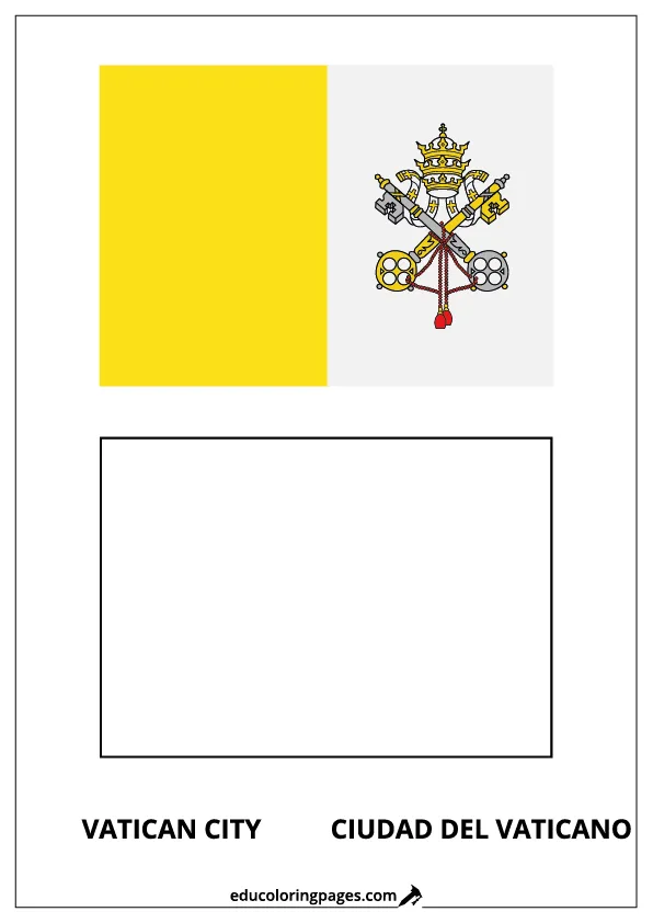 Vatican City Flag Coloring Page (Ciudad del Vaticano) – Bilingual