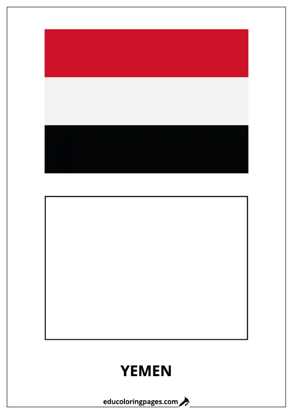 Yemen Flag Coloring Page (Yemen) – Bilingual