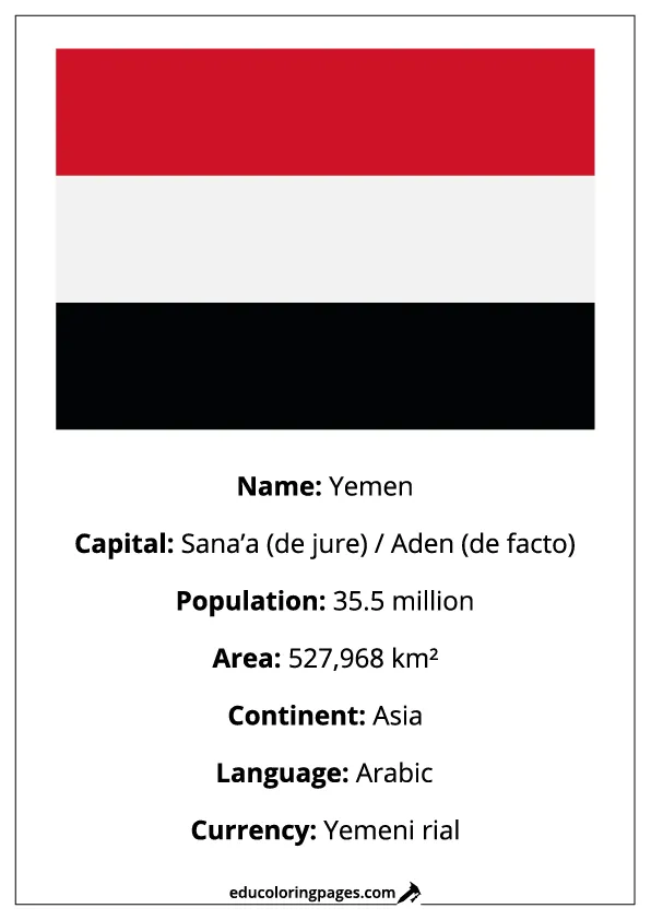 Yemen Flag Country Facts Educational