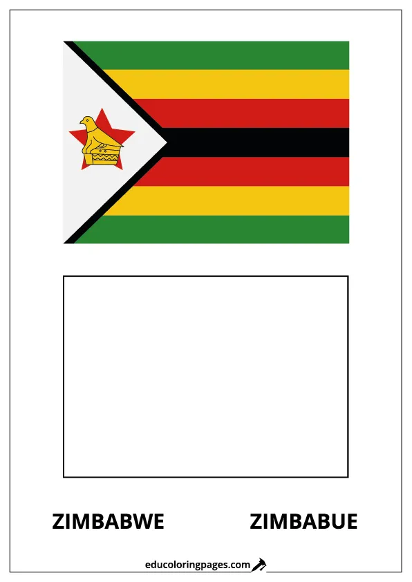Zimbabwe Flag Coloring Page (Zimbabue) – Bilingual